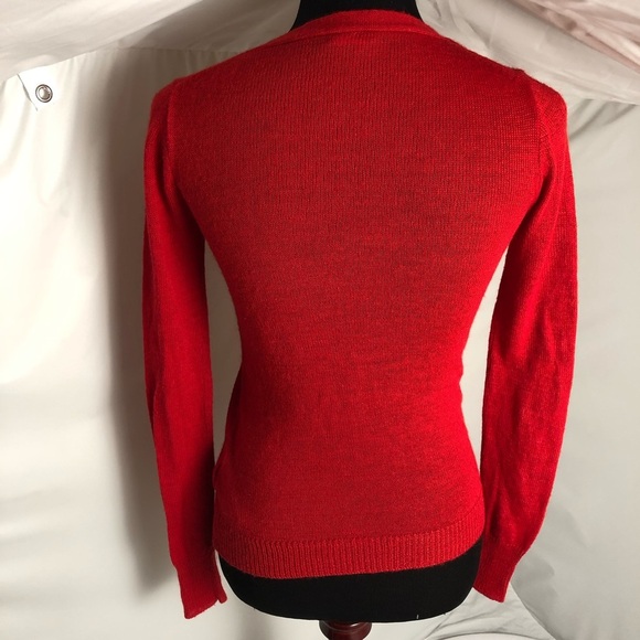 J Crew red orange soft fitted sheet cardigan sweater XXS - Picture 4 of 7